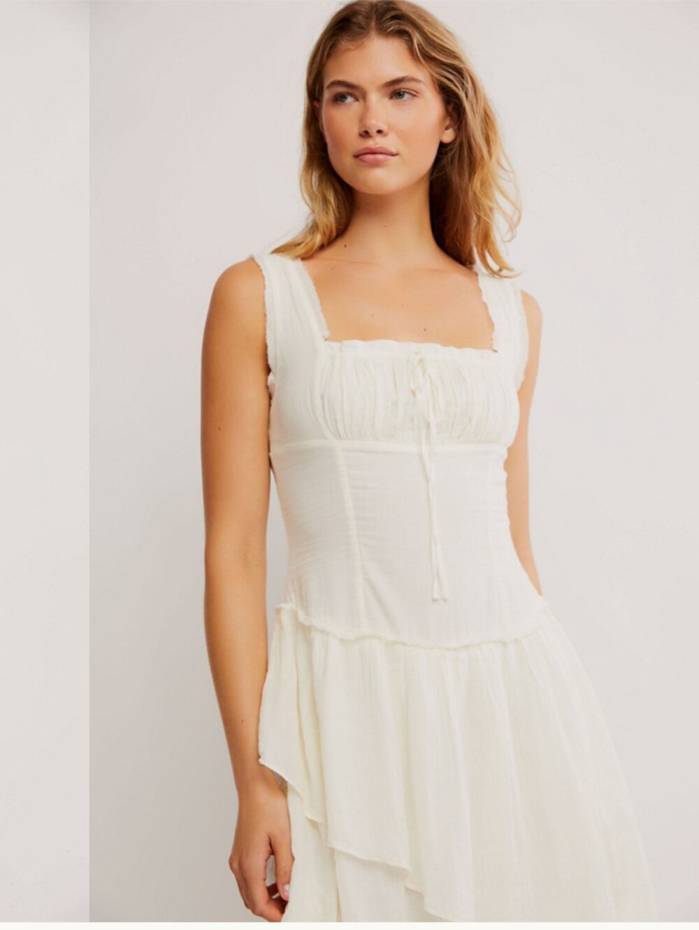 Romantic 100% Cotton Free People In My Dreams White Tiered Maxi Dress - Picture 3 of 10